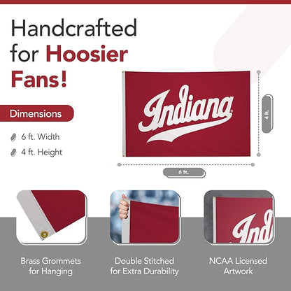 Indiana Hoosiers College Sports Printed Flag - NCAA Licensed - Nylon - School Banner (White, Red) (4' x 6')