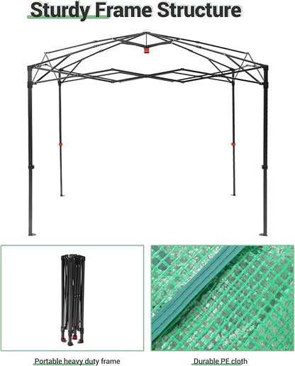 GarveeLife 6X8FT Portable Greenhouse for Outdoor, Walk-in Instant Pop-Up Greenhouse for Gardening Plant, Zipper Roll Up Door & Mesh Window, Double Frame, PE Cover Grow Tent for Winter, Green