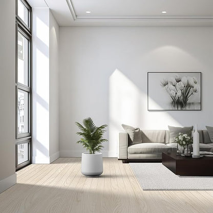 Kante 15.3-Inch Dia Round Concrete Planter, Large Plant Pot with Drainage Hole and Rubber Plug for Indoor Outdoor Use – Home, Garden, or Patio, Pure White