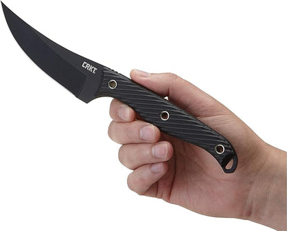 CRKT Clever Girl Fixed Blade Knife with Sheath: Powder Coated SK5 Steel, Upswept Blade, Textured Nylon Handle, Molle Compatible Sheath 2709,Black
