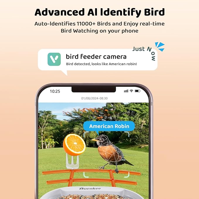 Smart Bird Feeder with Camera - 2K HD Live View & Auto Capture, AI Bird Identification, Solar Powered with 64GB SD Card, Real-Time Alerts, 5 DIY Accessories for Birds Lovers