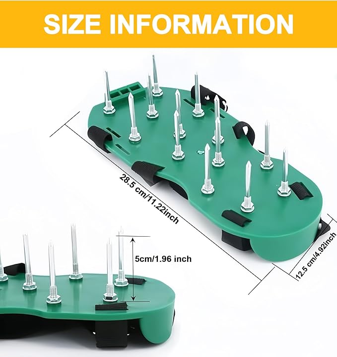 Blueash Lawn Aerator Shoes for Grass, Aerator Shoes for Lawn Aeration 2" Spikes, Aeration Shoes for Lawn with Adaptable Straps for All Shoe Sizes