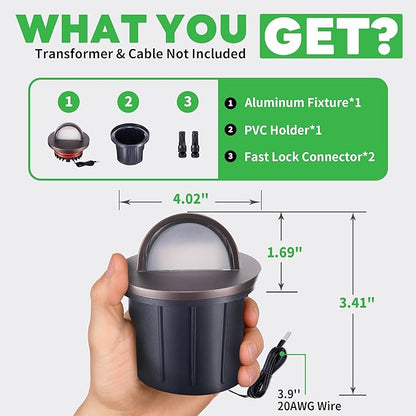 Landscape Well Lights, 5 CCT Selectable (Warm to Cool White) LED Low Voltage Ground Lights Outdoor, 12V IP67 Waterproof, Anti-Glare Wired Aluminum ORB for Outside Path Tree Walkway 6W 420LM