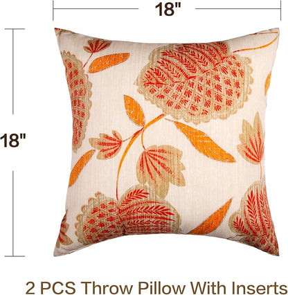 JMGBird Outdoor Throw Pillows Waterproof Set of 2 Outdoor Pillow 18×18 Inch Decorative Pillows for Bed, Couch, Sofa and Patio Furniture