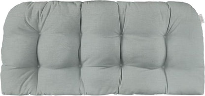 RSH DECOR: Sunbrella Play Tufted Wicker Loveseat Cushion | 41” x 19" | Water and Fade-Resistant Performance Fabric | Outdoor Settee Cushion for Patio Furniture | Play Sky