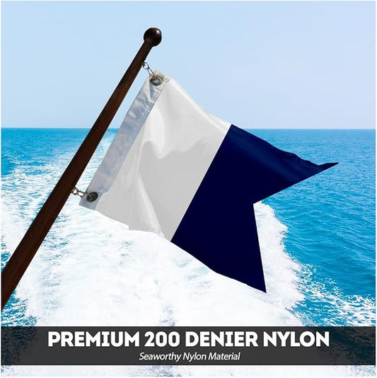 AGAS Alpha Code A Marine Signal 3x3 Ft - Printed 200D Nylon - Canvas Header - Brass Grommets - Colorfast & Stitched Edges - Nautical Boat Flag - Naval Code Signal Flag.