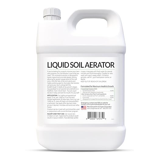 Covington Liquid Lawn Aerator PRO-LINE (1 Gallon) – Soil Conditioner & Softener for Lawns & Gardens – Loosens Clay, Compacted Soil for Better Water & Nutrient Absorption – Liquid Aeration Concentrate