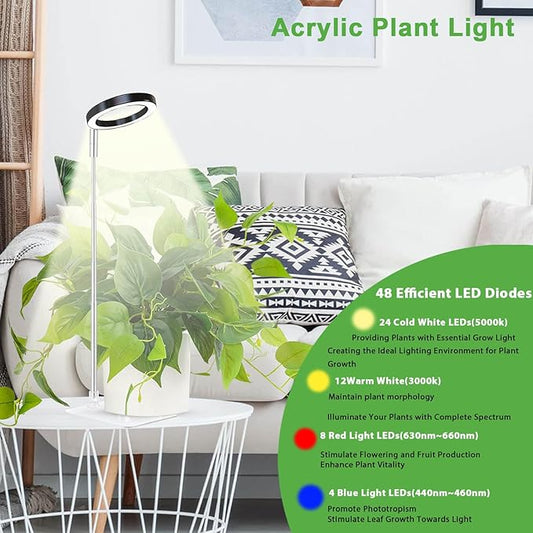 Plant Grow Light,yadoker LED Growing Light Full Spectrum for Indoor Plants,Height Adjustable, Automatic Timer, 5V Low Safe Voltage,Idea for Small Plant Light