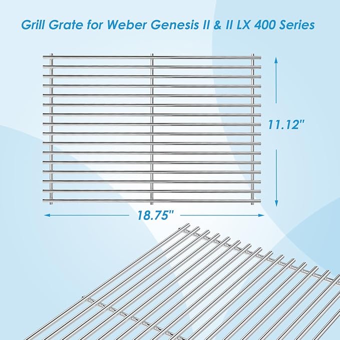 66089 18.75" Grill Grates for Weber GS4 Genesis II 400 & Genesis II LX 400 Series (2017 and Newer), Weber Genesis 2 Grill Parts for Genesis II E-410 Grill Grates Parts for Weber 66097