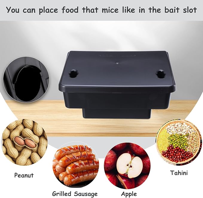 Qualirey 4 Pack Rat Bait Stations Large Rodent with Key Reusable Mouse Stations Mice Blocks Heavy Duty Boxes for Outdoor Rodents Mice Blocks, Bait Not Included, Black (8.66 x 7.5 x 3.9 Inches)