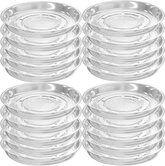 20 Packs 20 Inches Extra-Large Clear Plant Saucers for Indoor Outdoor Use Heavy Duty Plastic Plant Trays for Planter Bulk Flower Pot Drip Trays to Catch Water, 4 to 20 Inch