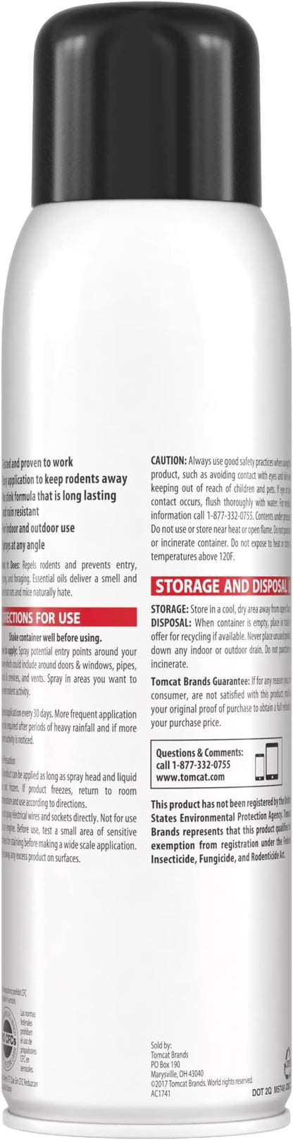 Tomcat Rodent Repellent for Indoor and Outdoor Mouse and Rat Prevention, Continuous Spray, 14 oz.