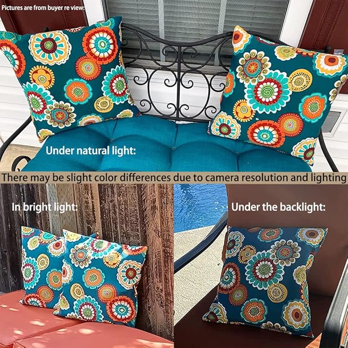 Magpie Fabrics Pack of 2 Outdoor Waterproof Throw Pillow Covers 18 x 18 Inch, Christmas Decorative Cushion Sham Pillowcase Shell for Garden Patio Tent Balcony Couch Sofa(Floral Green)
