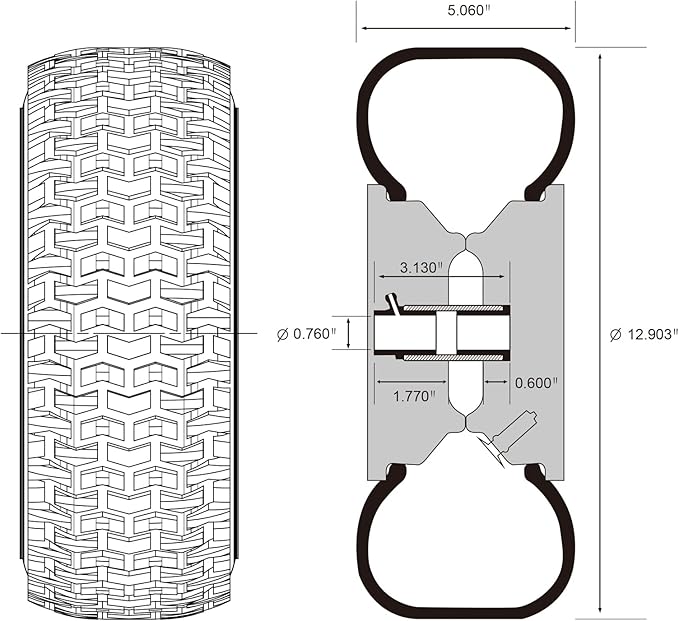 2 Pack 13x5.00-6 Lawn Tractor Pneumatic wheel,Wheelbarrow tire Turf Tread,3.13" hub length with steel rim,Flange ID 0.76''