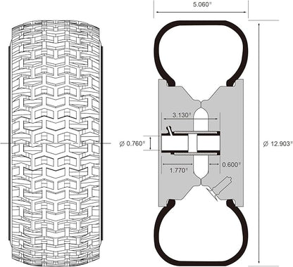 2 Pack 13x5.00-6 Lawn Tractor Pneumatic wheel,Wheelbarrow tire Turf Tread,3.13" hub length with steel rim,Flange ID 0.76''