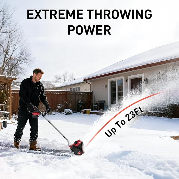 12" Cordless Snow Shovel Compatible with Milwaukee 18V Battery (Tool Only), Brushless Electric Snow Blower Thrower, LED Light, Ergonomic, for Driveway, Sidewalk, Walkway, Deck