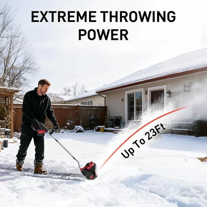 12" Cordless Snow Shovel Compatible with Milwaukee 18V Battery (Tool Only), Brushless Electric Snow Blower Thrower, LED Light, Ergonomic, for Driveway, Sidewalk, Walkway, Deck