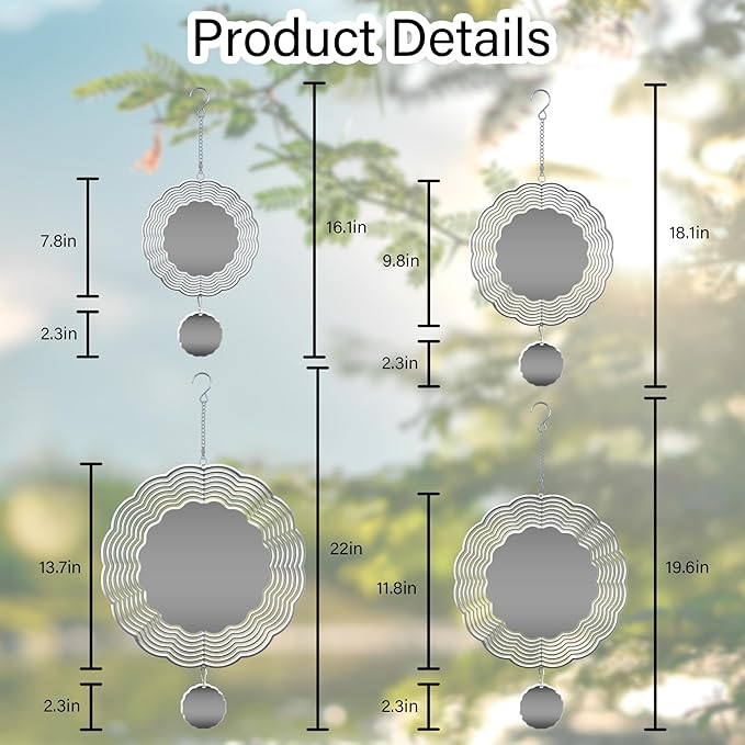 Wind Spinners Outdoor, Retro Boho Tree of Life 3D Stainless Steel Wind Sculpture Spinner for Garden Outside Hanging Decor Mother's Day Christmas Birthday Gifts for Women Men Mom Nana 13.7 in