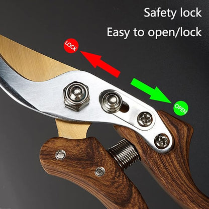 Garden Shears, Japanese Floral branch cutters, Snips for Gardening, Flower scissors Florist clippers, Hand Held Pruners for Gardening Heavy Duty, Pruning shears for garden (Wood grain)
