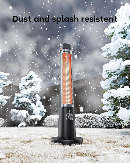 Patio Heater for Outdoor Use, 32.1" Electric Space Heater Indoor, Portable Infrared Heater with 60-Degree Oscillation, Timer, Remote, for Patio, Gazebo, Black