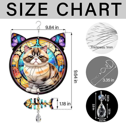 Exotic Shorthair Cat Wind Spinner, Exotic Shorthair Cat Wind Spinner Hanging for Yard and Garden