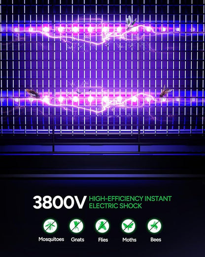 Buzbug LED Bug Zapper Outdoor Indoor, 10 Years Lifespan Lamp, Rechargeable 5200mAh Battery, Portable Camping Fruit Fly Mosquito Moth Gnat Wasp Trap, Killer, Zapper -MA015C (White)
