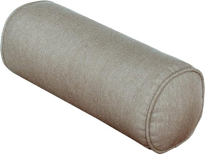 Indoor/Outdoor Bolster Pillows, 16x6 inches Solid Round Lumbar Cylinder Throw Pillows for Outdoor Furnitures, Set of 2, Beige
