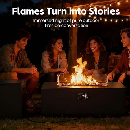 42" Propane Outdoor Fire Pit Table, 55,000 BTU Rectangular Aluminum Firepits with Tank Table and Waterproof Cover