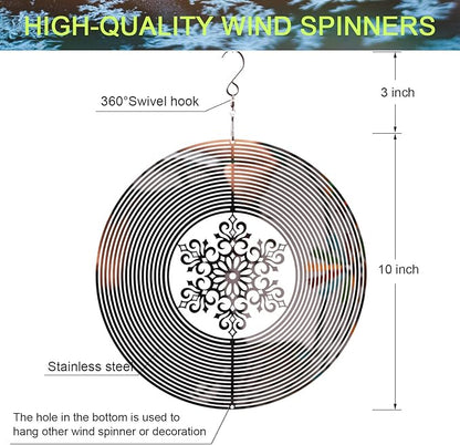SPRING SONG Snowflake Kinetic Wind Spinner for Yard and Garden Mirrored Stainless Steel Spinner Indoor and Outdoor Hanging Decor Crafts Ornament Gifts Kinetic Art Yard Garden Hanging Wind Spinner
