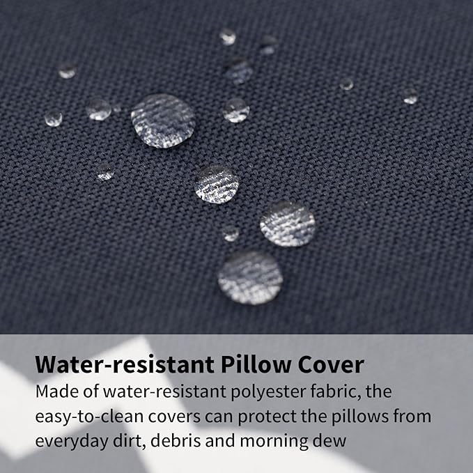 2 Pack Outdoor Throw Pillows 26x26 Inch Water-Resistant Decorative Pillow Cushions with Insert for Patio Garden Porch, Blue Diamond