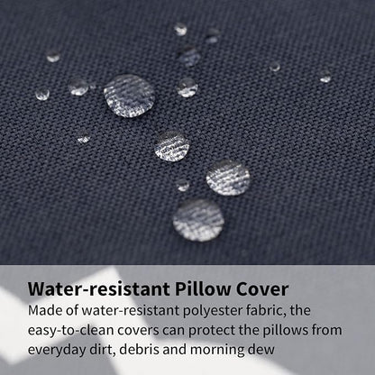 2 Pack Outdoor Throw Pillows 26x26 Inch Water-Resistant Decorative Pillow Cushions with Insert for Patio Garden Porch, Blue Diamond