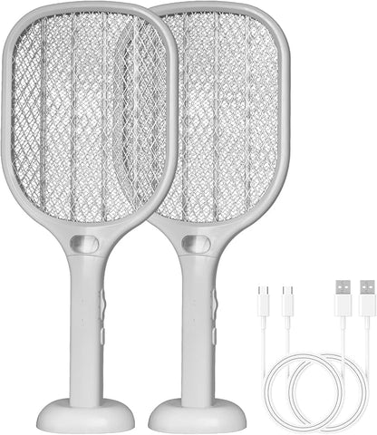 Lulant Electric Fly Swatter Rechargeable, Electric Bug Zapper Racket with Light, Mosquito Swatter, 3000V Detachable Dual Modes Fly Zapper, Mosquito Killer for Indoor Outdoor (2Pack)