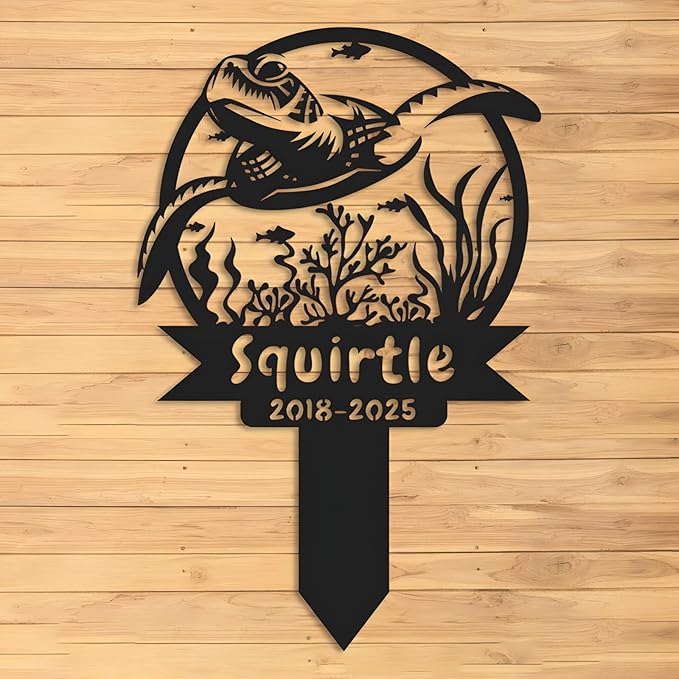 Custom Turtle Metal Memorial Plque,Personalized Turtle Remembrance Stake,Turtle Loss,Grave Markers,Outdoor Garden Decor,Yard Sign turtle 10inch