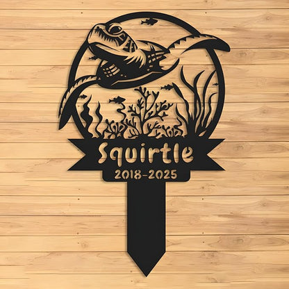 Custom Turtle Metal Memorial Plque,Personalized Turtle Remembrance Stake,Turtle Loss,Grave Markers,Outdoor Garden Decor,Yard Sign turtle 12inch