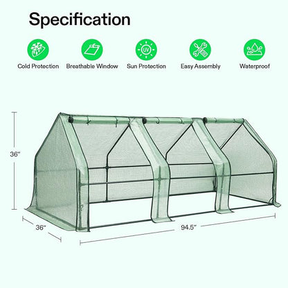 VIVOSUN Portable Mini Greenhouse 94.5x36x36-Inch Tunnels, PE Cover with Roll-up Zipper Door, for Indoor Outdoor or Garden Plant Growing