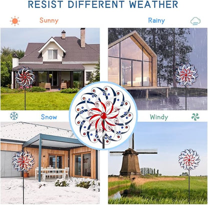 DREAMYSOUL Large Wind Spinners 20" Dia, Metal Patriotic Wind Sculpture Spinner Yard Art for Outdoor Garden Patio Decor