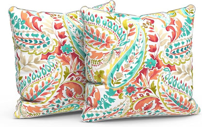 LVTXIII Set of 2 Patio Throw Pillows Waterproof 20"x20" Fade Resistant Outdoor Throw Pillows with Inserts, Fluffy Decorative Garden Toss Pillow Cushions for Home Patio Coach Sofa Use, Pretty Paisley