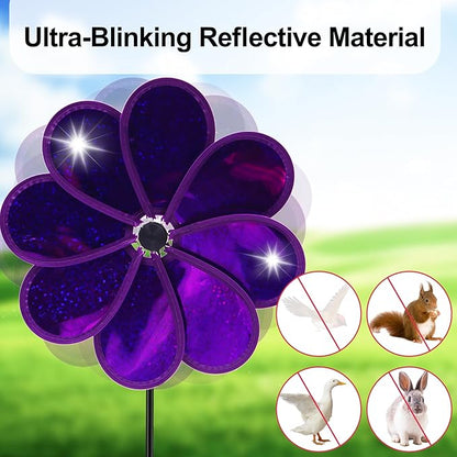 4PCS Flower Wind Spinner Sparkly Lawn Pinwheel 11.8 inch Garden Windmill for Garden, Party, Mardi Gras，Christmas Outdoor, Yard Decor