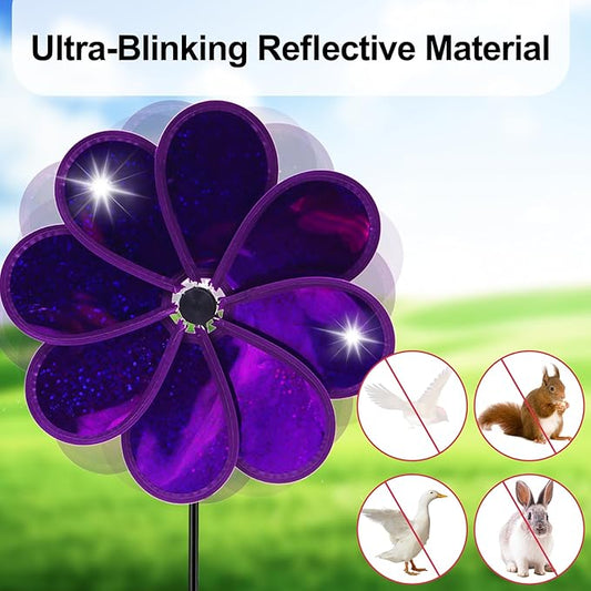 4PCS Flower Wind Spinner Sparkly Lawn Pinwheel 11.8 inch Garden Windmill for Garden, Party, Mardi Gras，Christmas Outdoor, Yard Decor
