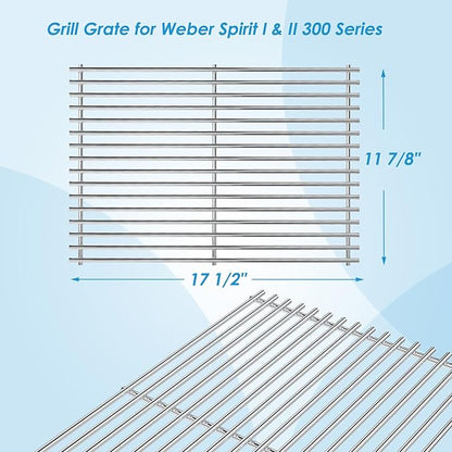 7639 17.5" Grill Grates Replacement for Weber GS4 Spirit II 300 Series, for Weber Spirit 300 Grill Grates, Genesis Silver/Gold/Platinum B/C, Genesis 1000-5000 for Weber Grill Grates