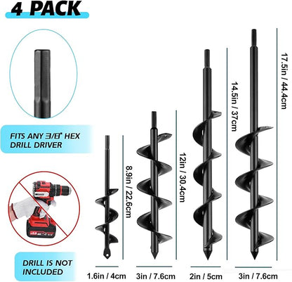 ERYTLLY Bulb Planter, Auger Spiral, Garden Planter Tool 4 Sets,Rapid Umbrella Hole Digger for Planting Bulb Seedlings Bedding Tulips, and Digging Weeds Roots