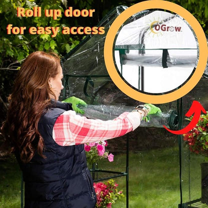 Ogrow® Mini Portable Greenhouse, with Cover and 4 Tier Shelves