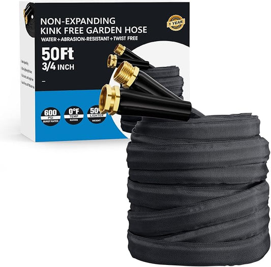 2025 Upgraded 50FT Non-Expanding Garden Hose, Lightweight, Flexible Ultra-Light Water Hose, Burst-Resistant, Lead-Free, Anti-Kink, High-Pressure
