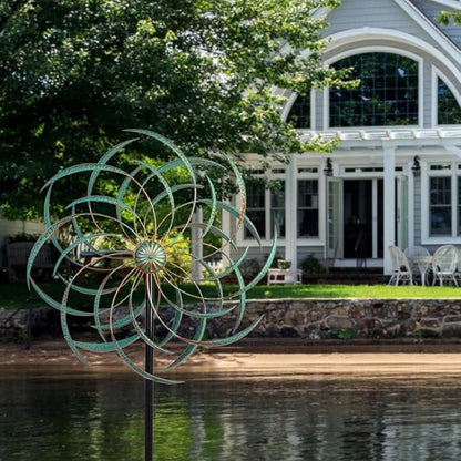 VEWOGARDEN Large Wind Spinners for Yard and Garden, Waterproof Metal Doubles Wind Spinners Outdoor Decor, Wind Sculptures & Spinners with Stakes (23" W * 80" H)