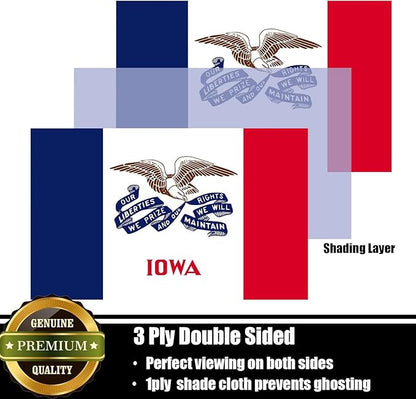 Iowa Flag 3x5 FT Sturdy for Outside, Heavy Duty 3Ply Polyester Iowa State Flags Outdoor, Double Sided Long Lasting IA State Flag Brass Grommets