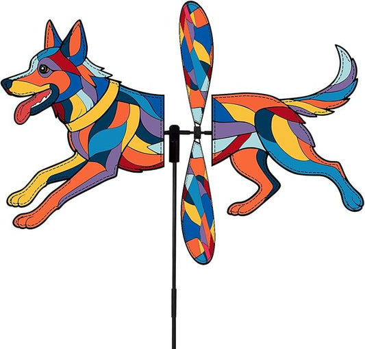 German Shepherd Petite Spinner Outdoor, German Shepherd Dog Wind Spinner for Yard and Garden