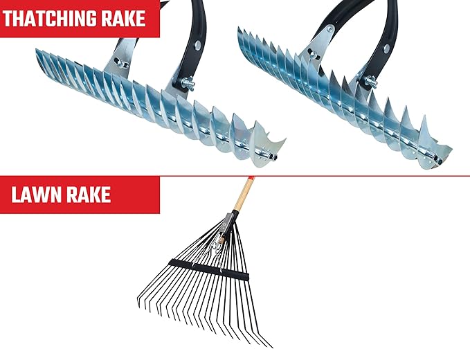 CRAFTSMAN 2-Piece Raking Set with Lawn & Thatching Rakes, Wood Handles with Cushion Grips, for Leaves, Dethatching, Dead Grass, Cultivating