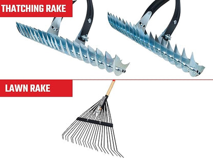 CRAFTSMAN 2-Piece Raking Set with Lawn & Thatching Rakes, Wood Handles with Cushion Grips, for Leaves, Dethatching, Dead Grass, Cultivating