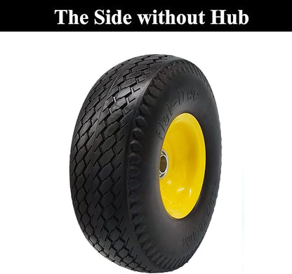 Flat Free 4.10/3.50-4 Hand Truck Tire with 3/4 Axle Bore, 2.2” Offset 10 inch Solid Tire Replacement for Hand Truck/Wagon/Garden Cart/Wheelbarrow/Dolly/Lawnmower (Set of 2) (2.2“ Offset)
