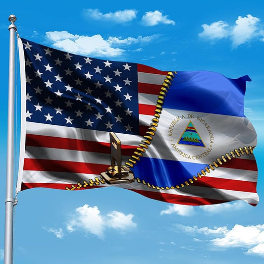 Vintage American America Usa Nicaraguan Nicaragua Flags For Outside Yard 3x5 Ft Double Sided Printed 100d Polyester Lightweight Garden Welcome Outdoor Banner Brass Grommets